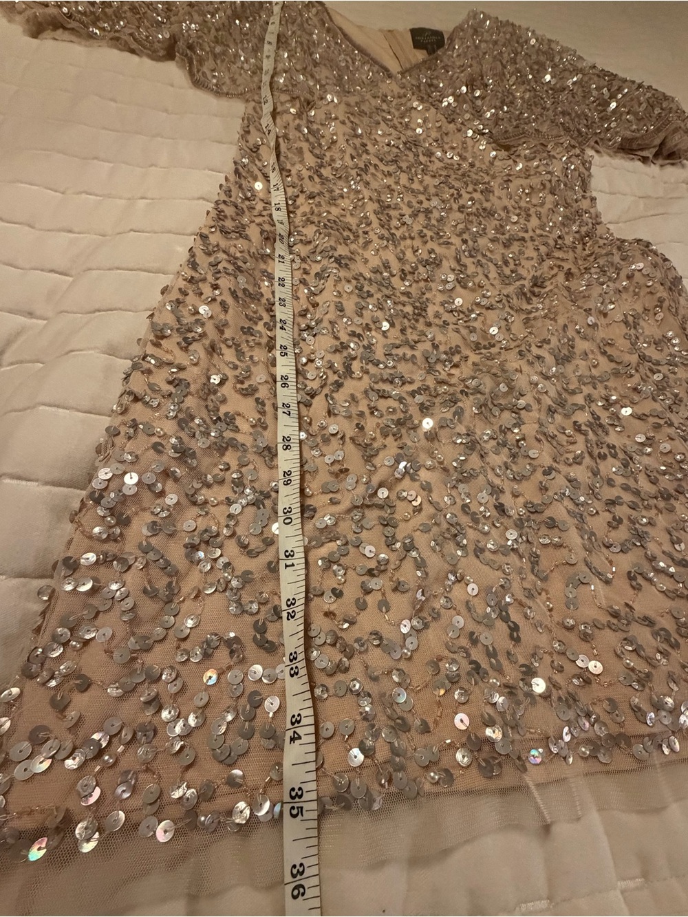 Adrianna Papell Sequin Cape/Flutter Sleeve Mini Cocktail Dress - Picture 10 of 10